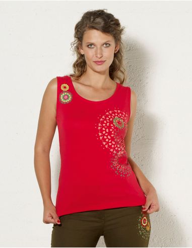 Camiseta 97% algodon 3% elastano debardeur estampado place