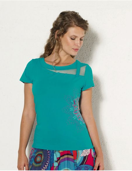 Camiseta 97% algodon 3% elastano mangas cortas 