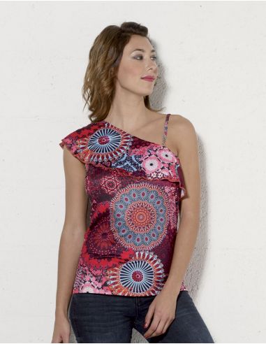 Camiseta 95% poliester 5% elastano estampado kale