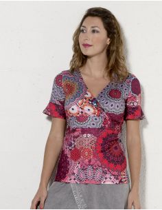 Camiseta 95% poliester 5% elastano mangas cortas estampado kale