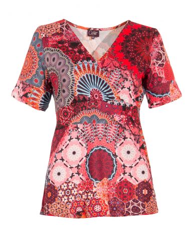 Camiseta 95% poliester 5% elastano mangas cortas estampado kale