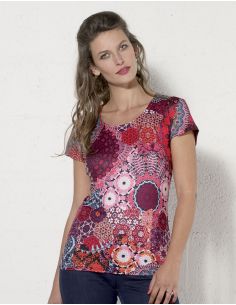 Camiseta 95% poliester 5% elastano mangas cortas estampado kale