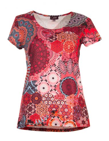 Camiseta 95% poliester 5% elastano mangas cortas estampado kale