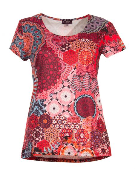 Camiseta 95% poliester 5% elastano mangas cortas estampado kale