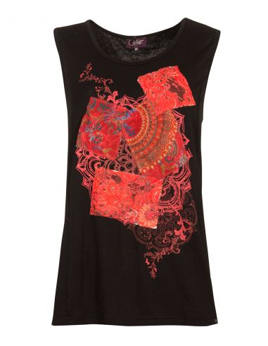 Camiseta 95% viscosa 5% elastano patch sin mangas 