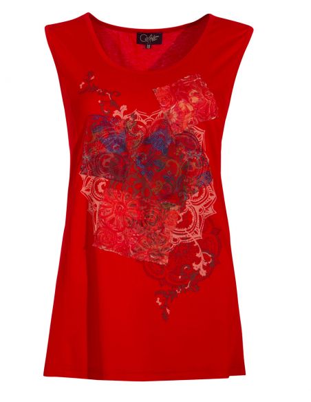 Camiseta 95% viscosa 5% elastano patch sin mangas 