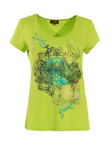 Camiseta 95% viscosa 5% elastano patch mangas cortas 