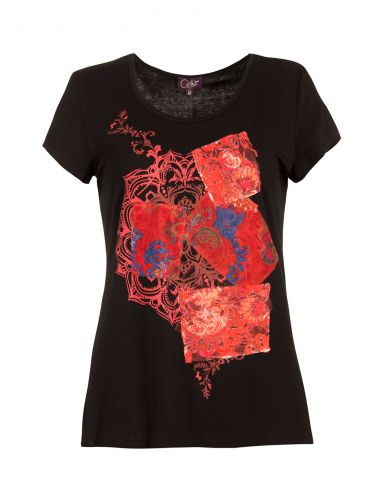 Camiseta 95% viscosa 5% elastano patch mangas cortas 