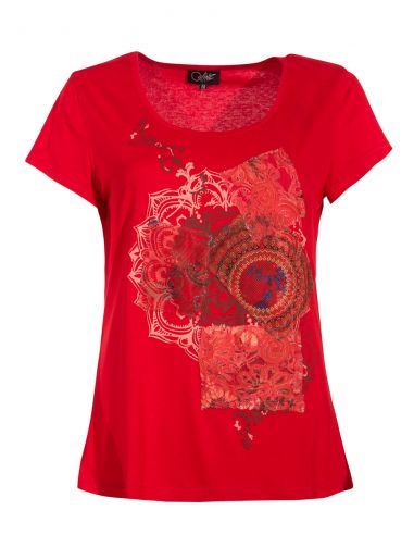 Camiseta 95% viscosa 5% elastano patch mangas cortas 