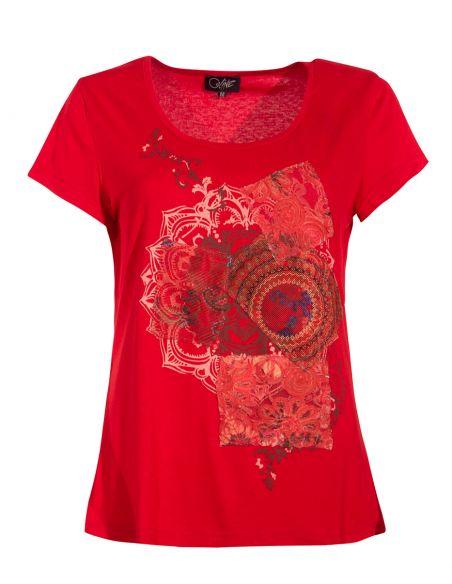 Camiseta 95% viscosa 5% elastano patch mangas cortas 