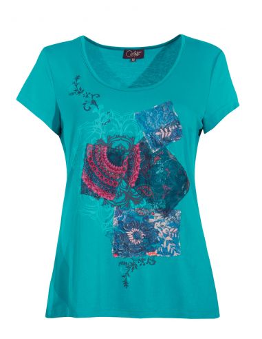 Camiseta 95% viscosa 5% elastano patch mangas cortas 