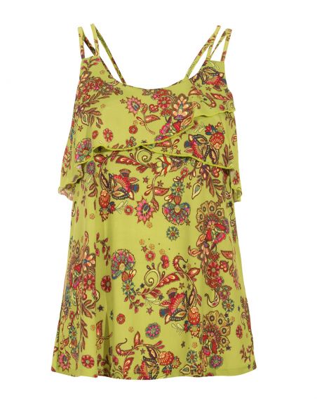 Camiseta 96% poliester 4% elastano sin mangas estampado rock