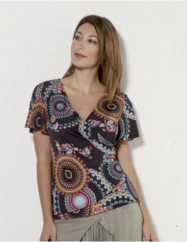 Camiseta 96% poliester 4% elastano mangas cortas estampado sublime