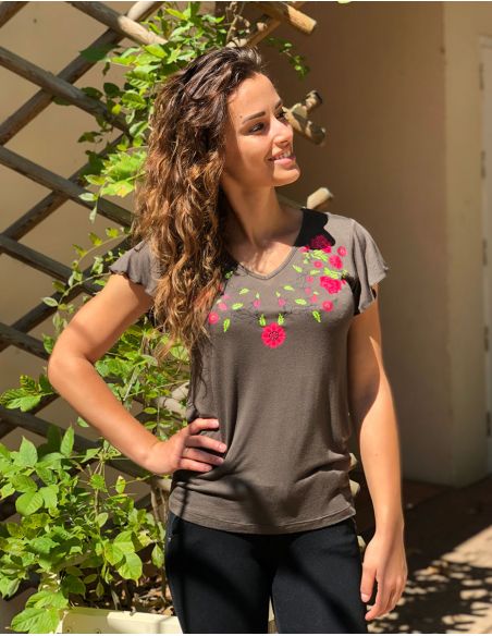 Camiseta 95% viscosa 5%elastano mangas cortas estampado 