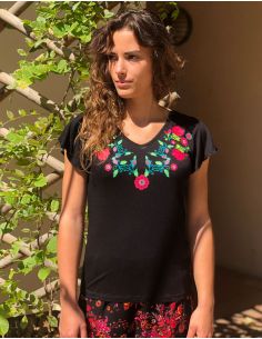 Camiseta 95% viscosa 5%elastano mangas cortas estampado  2