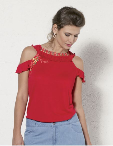 Camiseta 95% viscosa 5% elastano sin mangas estampado