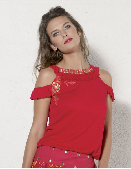 Camiseta 95% viscosa 5% elastano sin mangas estampado