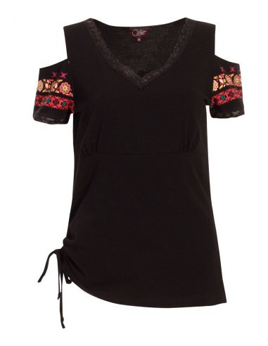 Camiseta 97% algodon 3% elastano mangas hombros desnudos