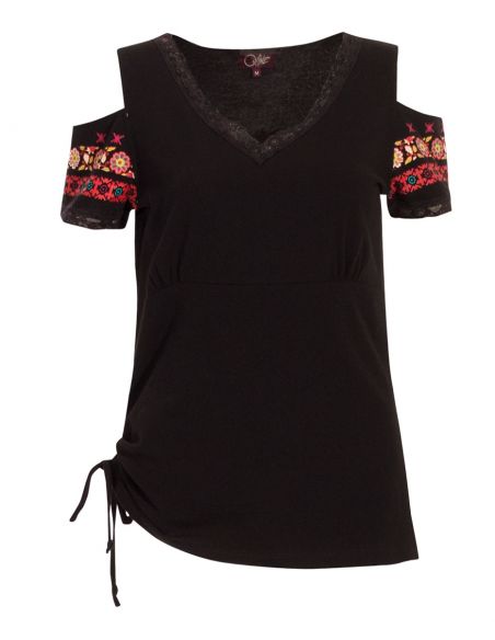 Camiseta 97% algodon 3% elastano mangas hombros desnudos