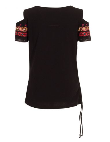 Camiseta 97% algodon 3% elastano mangas hombros desnudos