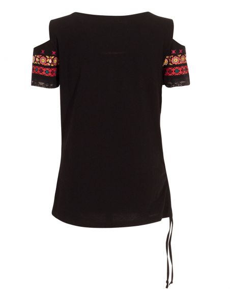 Camiseta 97% algodon 3% elastano mangas hombros desnudos