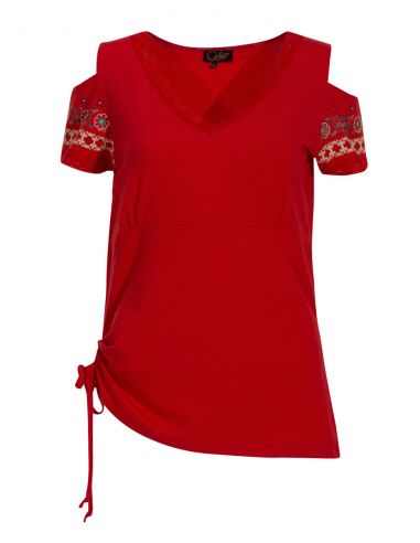 Camiseta 97% algodon 3% elastano mangas hombros desnudos