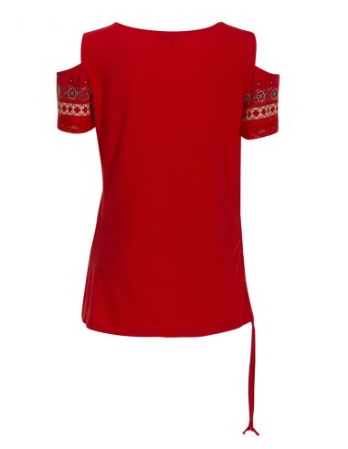 Camiseta 97% algodon 3% elastano mangas hombros desnudos