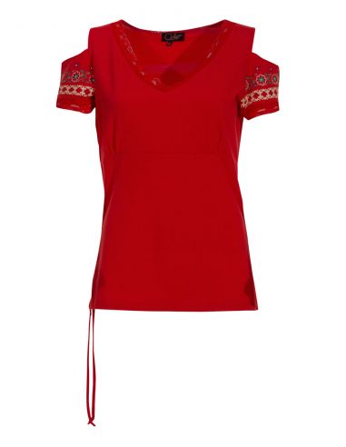 Camiseta 97% algodon 3% elastano mangas hombros desnudos