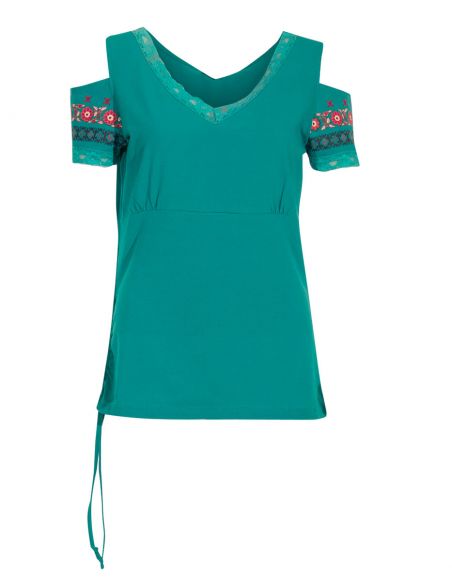 Camiseta 97% algodon 3% elastano mangas hombros desnudos