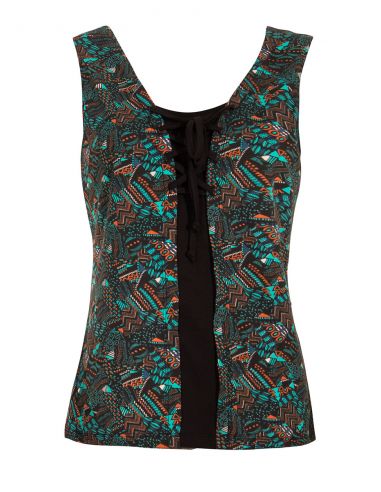 Camiseta 97% algodon 3% elastano sin mangas estampado funky