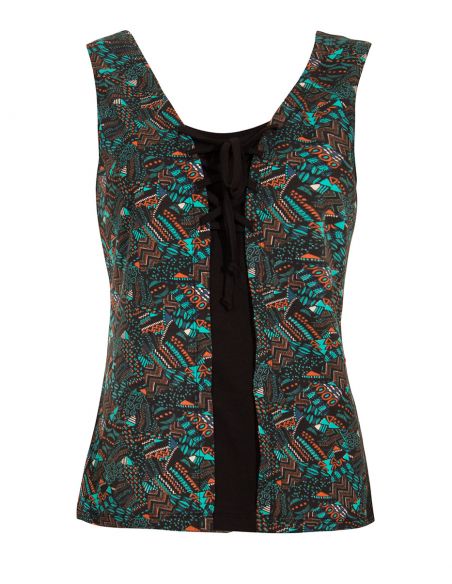 Camiseta 97% algodon 3% elastano sin mangas estampado funky