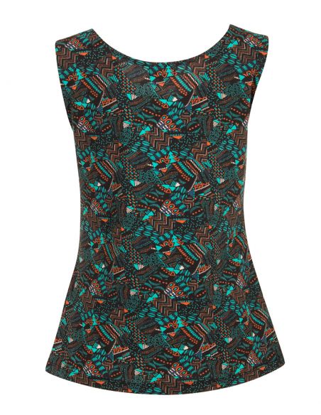 Camiseta 97% algodon 3% elastano sin mangas estampado funky