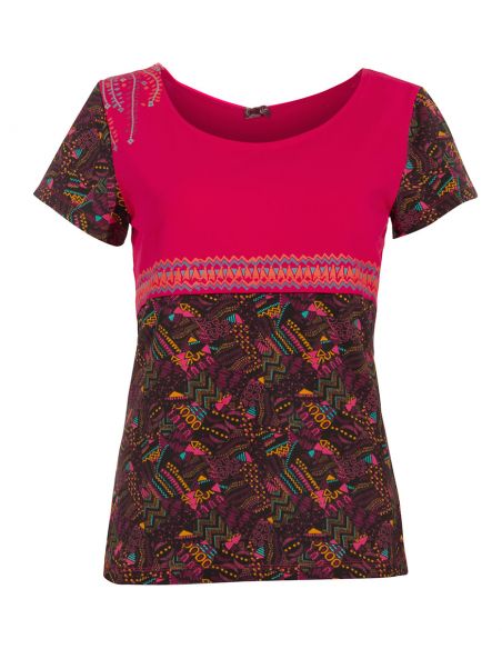 Camiseta 97% algodon 3% elastano mangas cortas estampado funky