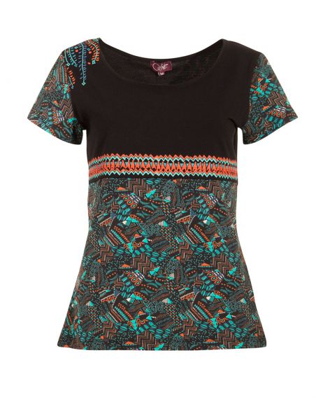 Camiseta 97% algodon 3% elastano mangas cortas estampado funky