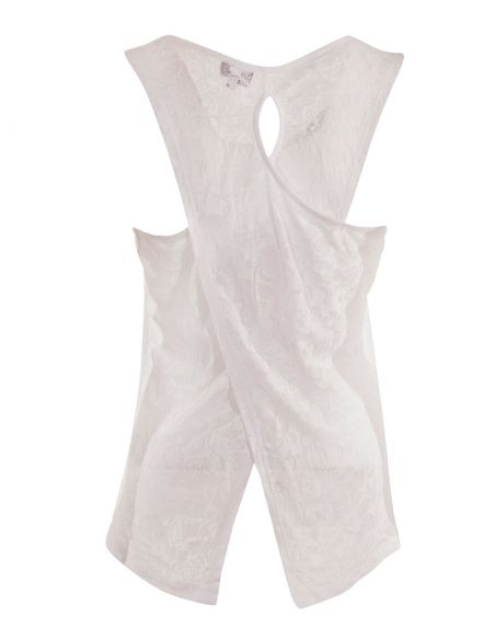 Camiseta 60% algodon 40% poliester devore con estampado sin mangas 