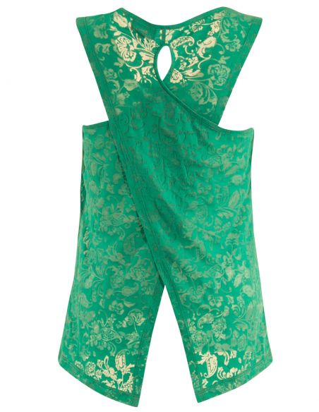 Camiseta 60% algodon 40% poliester devore con estampado sin mangas 