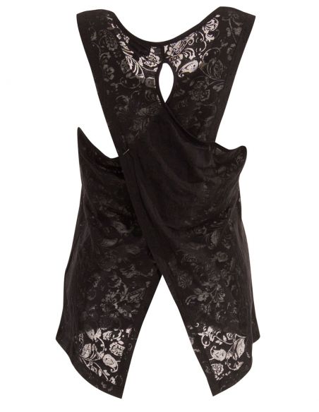 Camiseta 60% algodon 40% poliester devore con estampado sin mangas 