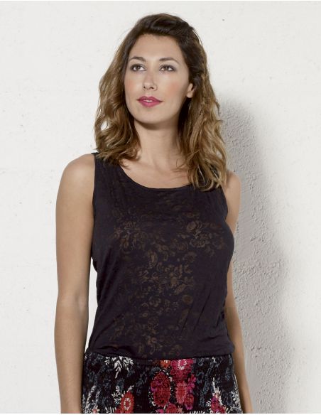 Camiseta 60% algodon 40% poliester devore sin mangas