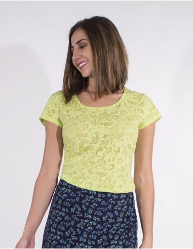 Camiseta 60% algodon 40% poliester devore mangas cortas