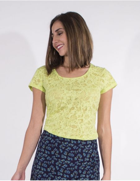 Camiseta 60% algodon 40% poliester devore mangas cortas