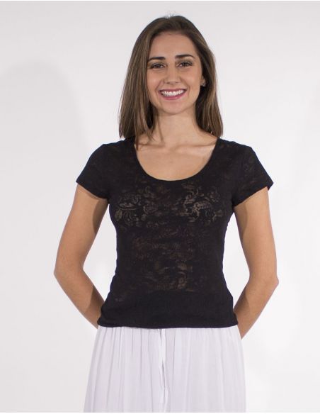 Camiseta 60% algodon 40% poliester devore mangas cortas