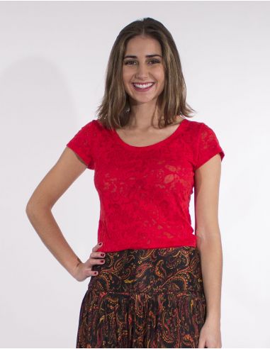 Camiseta 60% algodon 40% poliester devore mangas cortas