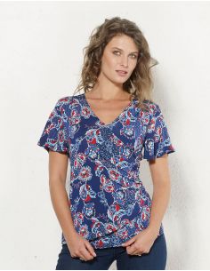 Camiseta 96% poliester 4% elastano mangas cortas estampado miel