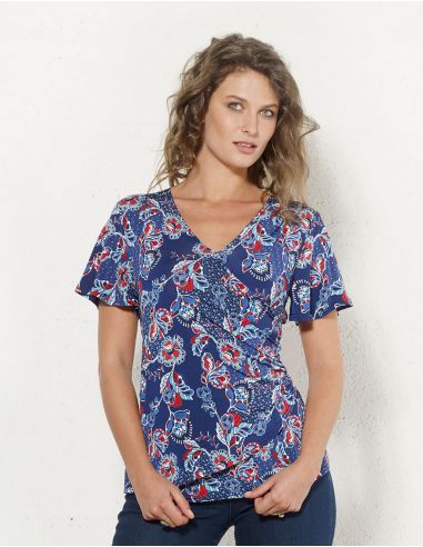 Camiseta 96% poliester 4% elastano mangas cortas estampado miel