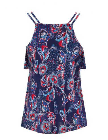 Camiseta 96% poliester 4% elastano sin mangas estampado miel