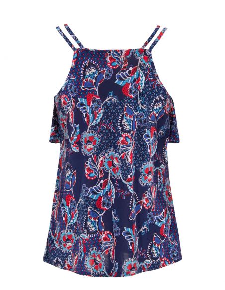 Camiseta 96% poliester 4% elastano sin mangas estampado miel