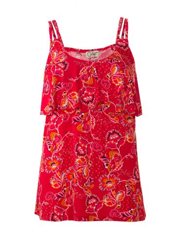 Camiseta 96% poliester 4% elastano sin mangas estampado miel