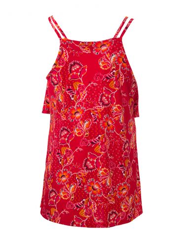 Camiseta 96% poliester 4% elastano sin mangas estampado miel