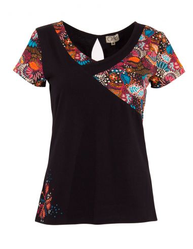 Camiseta 97% algodon 3% elastano mangas cortas estampado malaga