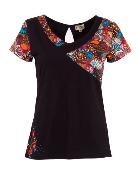 Camiseta 97% algodon 3% elastano mangas cortas estampado malaga